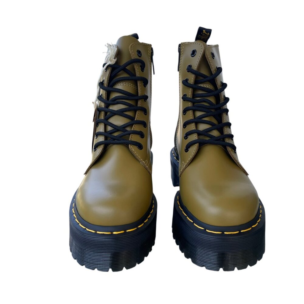 SOLD ✨ Dr. Martens Jadon Platform Boots Olive Green Smooth Leather Women’s 7 NWT - Picture 4 of 7